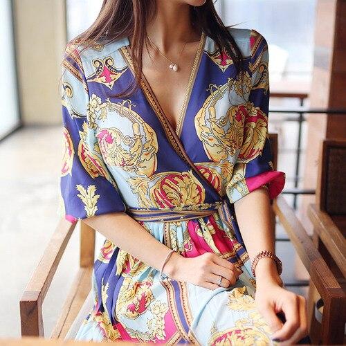 Retro Vintage ancient Palace print Long pleated Dress Women Nightgown elegant bohemian dress