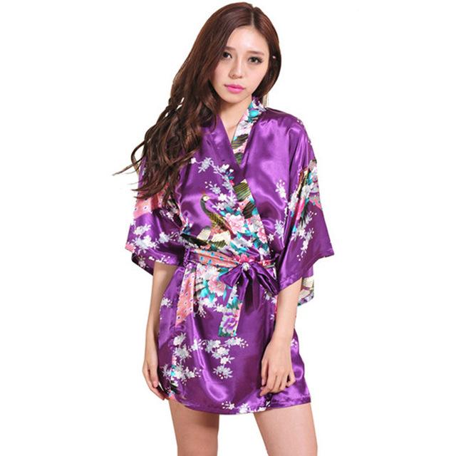Blue Satin Robes for Brides Wedding Sleepwear Silk Pijama Casual Bathrobe Animal Rayon Long Sexy Bathrobe Nightgown Women Kimono