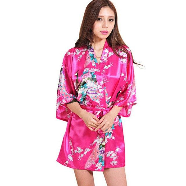 Blue Satin Robes for Brides Wedding Sleepwear Silk Pijama Casual Bathrobe Animal Rayon Long Sexy Bathrobe Nightgown Women Kimono