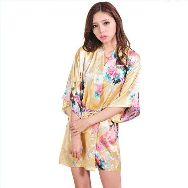 Blue Satin Robes for Brides Wedding Sleepwear Silk Pijama Casual Bathrobe Animal Rayon Long Sexy Bathrobe Nightgown Women Kimono