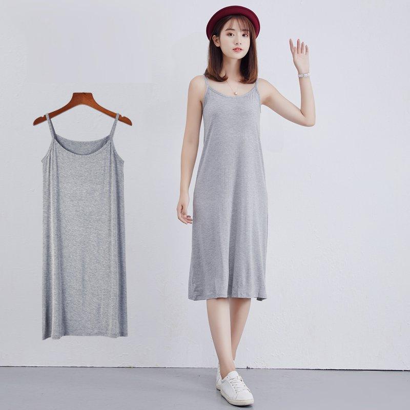 3 Color Solid Sleeveless Long Sleepwear For Women Straps Modal Nightgown O-neck Hot Robe Loose NightDress Nightgown