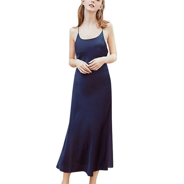 pajamas sets women Casual Silk Satin Sleeveless Nighties V-neck Nightgown Long Nightdress Lace Sleepwear For Women L0329