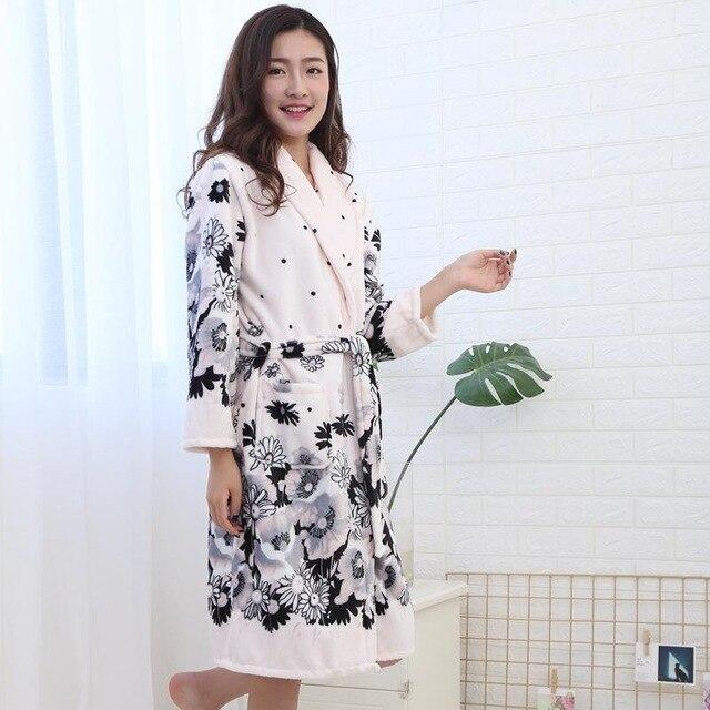 Fashion Winter Men's Kimono Robe Autumn Lady Flannel Bath Gown Yukata Nightgown Sleepwear Sleepshirts One Size
