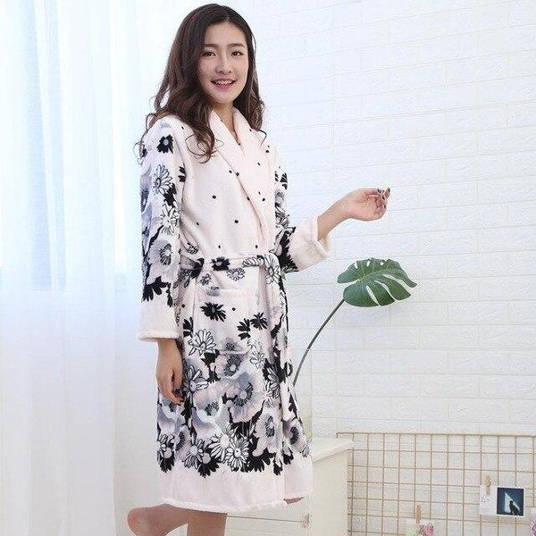 Fashion Winter Men's Kimono Robe Autumn Lady Flannel Bath Gown Yukata Nightgown Sleepwear Sleepshirts One Size