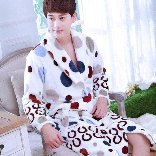 Fashion Winter Men's Kimono Robe Autumn Lady Flannel Bath Gown Yukata Nightgown Sleepwear Sleepshirts One Size