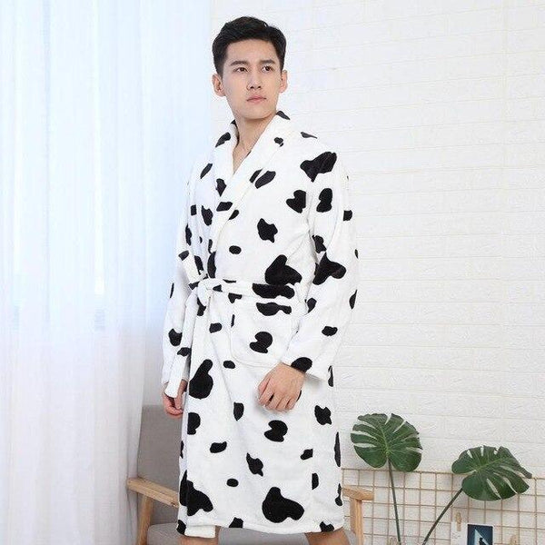 Fashion Winter Men's Kimono Robe Autumn Lady Flannel Bath Gown Yukata Nightgown Sleepwear Sleepshirts One Size