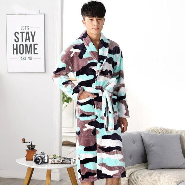 Fashion Winter Men's Kimono Robe Autumn Lady Flannel Bath Gown Yukata Nightgown Sleepwear Sleepshirts One Size