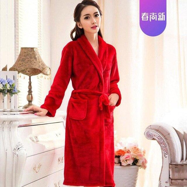 Fashion Winter Men's Kimono Robe Autumn Lady Flannel Bath Gown Yukata Nightgown Sleepwear Sleepshirts One Size