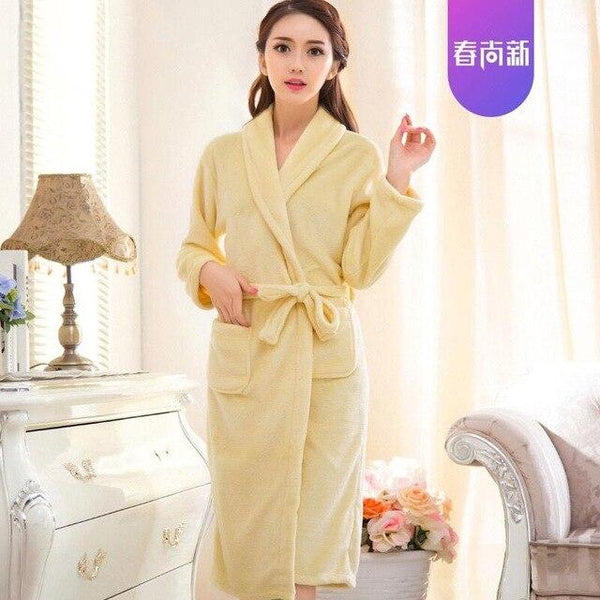 Fashion Winter Men's Kimono Robe Autumn Lady Flannel Bath Gown Yukata Nightgown Sleepwear Sleepshirts One Size