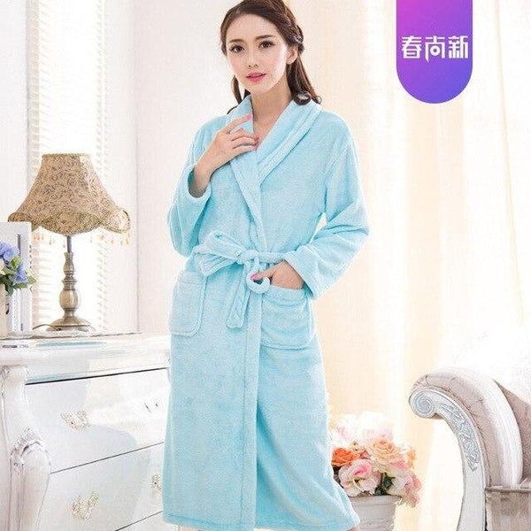 Fashion Winter Men's Kimono Robe Autumn Lady Flannel Bath Gown Yukata Nightgown Sleepwear Sleepshirts One Size