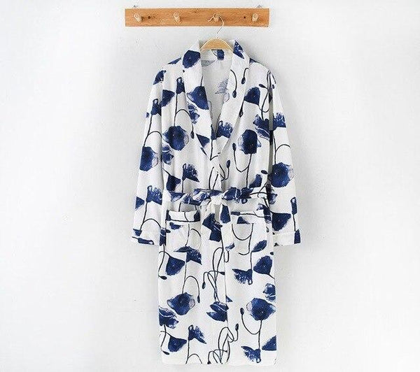 2019 Spring Autumn Women Robes Home Bathrobe Loose Large Size 3Xl Print Nightgown Long Sleeve Flower Kimono Bathrobe
