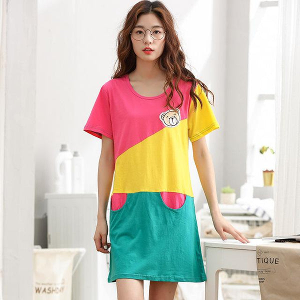 Women cute sweet ladies pajamas new summer long nightdress women wholesale large size pajamas women sleepshirt