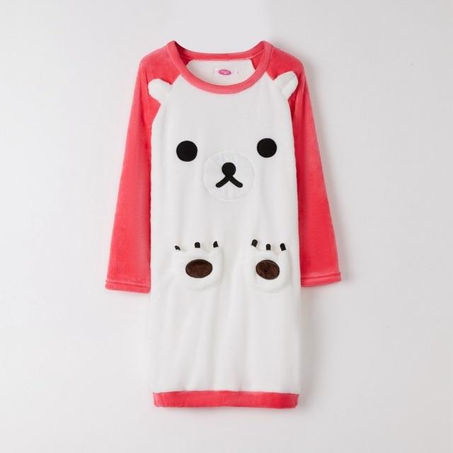 2019 Winter Thick Warm Flannel Nightgowns for Women Long Sleeve Coral Velvet Sleepwear Night Dress Girls Cute Cartoon Nightdress