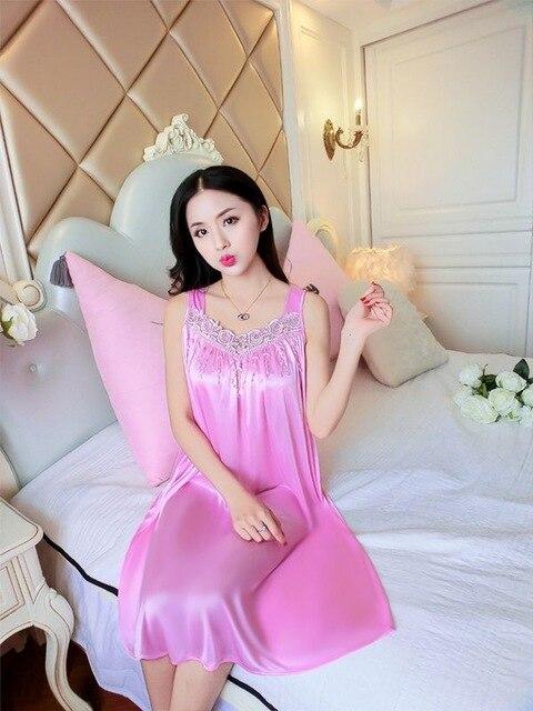 Sexy Summer New Ladies Long Nightgown Fat&Big Big Casual Home Dress Sleeveless Sleepwear Ice Silk Nightdress Sleeping Dress