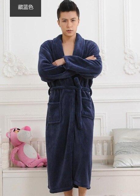 2018 High Quality Winter Autumn Flannel Men Bath Robes with Belt Gentlemen Homewear Long Nightgown Sleepwear Lounges Pajamas
