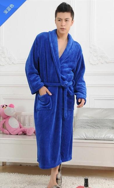 2018 High Quality Winter Autumn Flannel Men Bath Robes with Belt Gentlemen Homewear Long Nightgown Sleepwear Lounges Pajamas