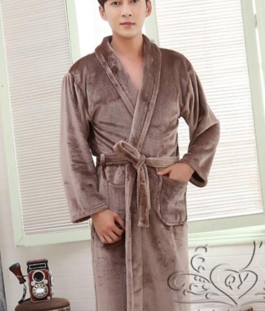 2018 High Quality Winter Autumn Flannel Men Bath Robes with Belt Gentlemen Homewear Long Nightgown Sleepwear Lounges Pajamas