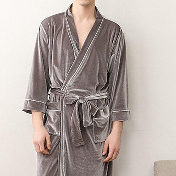 2019 Autumn And Winter Stitching Nightgown Long Section Men And Women Couple Pajamas New Bathroom Bathrobe Fashion Couple Robes