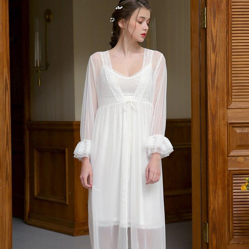Women Palace Vintage Nightgown Lace Sexy Gowns Women Robe Princess Sweet Spring and Summer Sleepwear Woman Nightgown 1812188