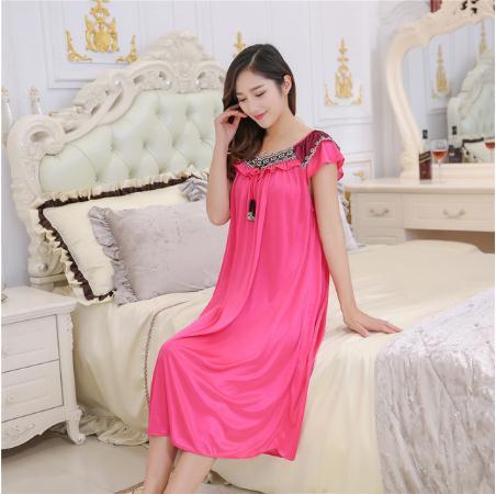 Summer New Ladies Long Nightgown Casual Home Dress Sleeveless Sexy Sleepwear Ice Silk Nightdress Big Size Pregnant woman Dress