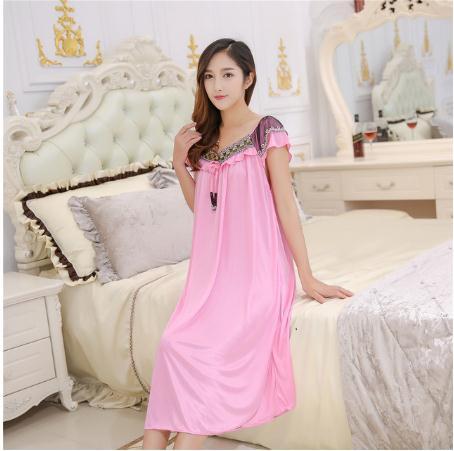 Summer New Ladies Long Nightgown Casual Home Dress Sleeveless Sexy Sleepwear Ice Silk Nightdress Big Size Pregnant woman Dress