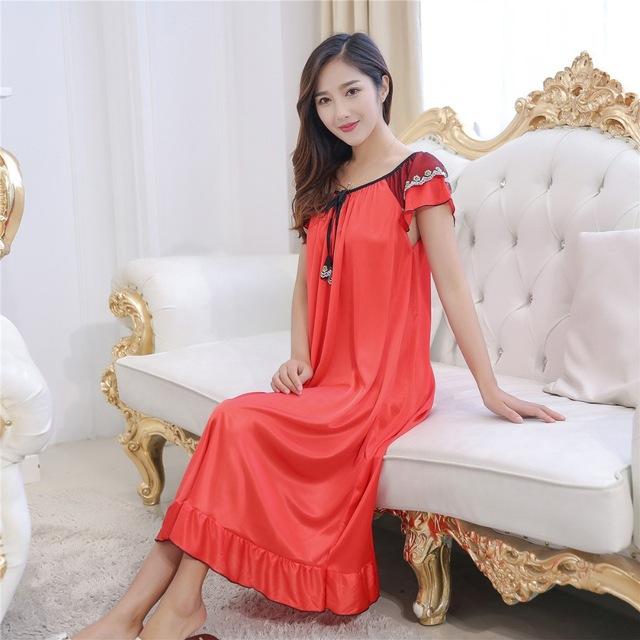 Summer New Ladies Long Nightgown Casual Home Dress Sleeveless Sexy Sleepwear Ice Silk Nightdress Big Size Pregnant woman Dress