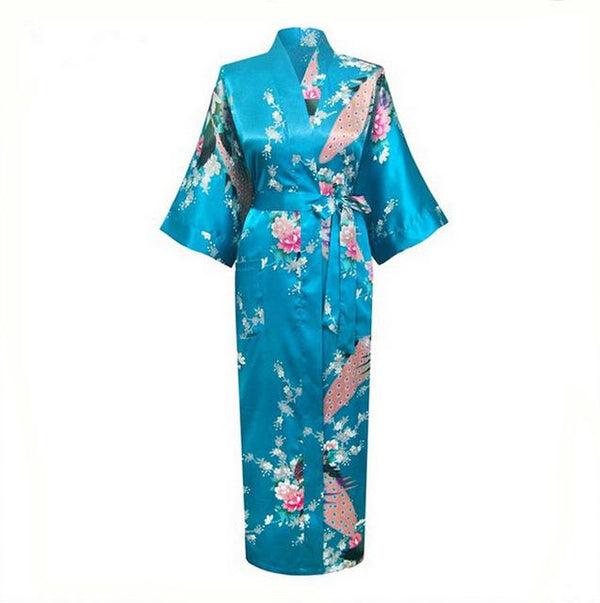 Brand New Chinese Women Silk Rayon Nightgown Bride Wedding Robes Printed Sleepwear Sexy Long Kimono Gown S M L XL XXL XXXL A-028