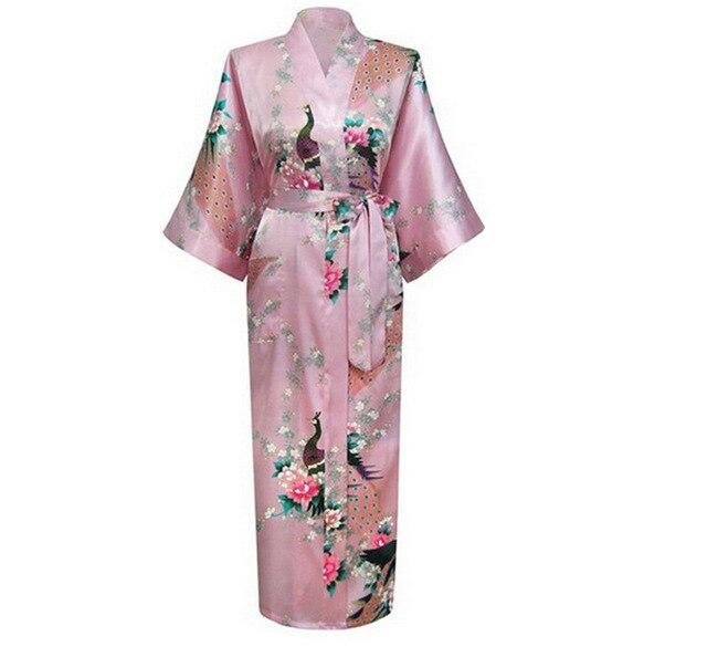 Brand New Chinese Women Silk Rayon Nightgown Bride Wedding Robes Printed Sleepwear Sexy Long Kimono Gown S M L XL XXL XXXL A-028