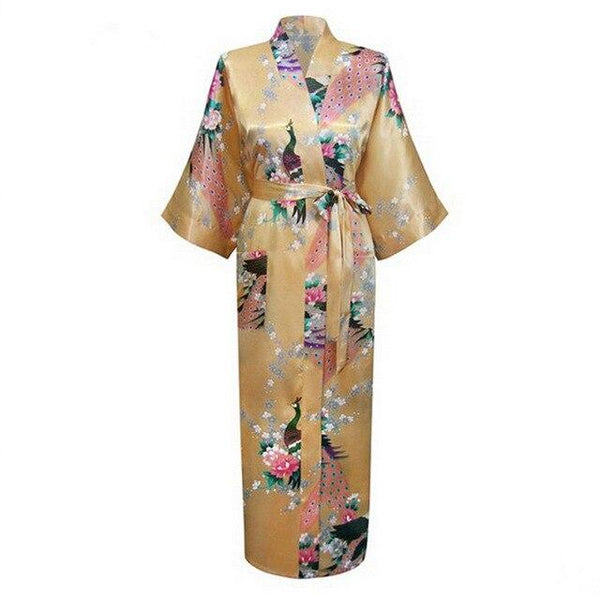Brand New Chinese Women Silk Rayon Nightgown Bride Wedding Robes Printed Sleepwear Sexy Long Kimono Gown S M L XL XXL XXXL A-028