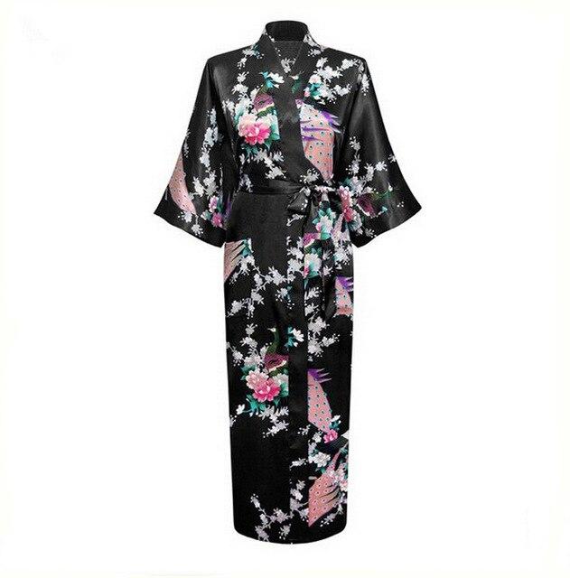 Brand New Chinese Women Silk Rayon Nightgown Bride Wedding Robes Printed Sleepwear Sexy Long Kimono Gown S M L XL XXL XXXL A-028