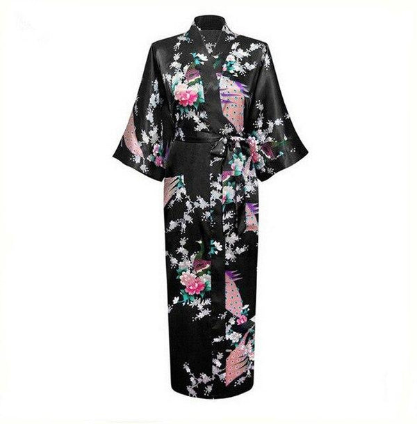 Brand New Chinese Women Silk Rayon Nightgown Bride Wedding Robes Printed Sleepwear Sexy Long Kimono Gown S M L XL XXL XXXL A-028