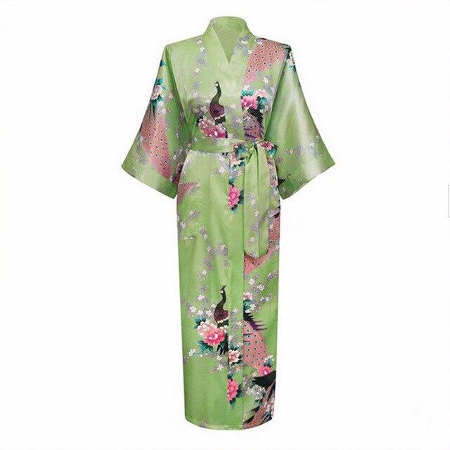 Brand New Chinese Women Silk Rayon Nightgown Bride Wedding Robes Printed Sleepwear Sexy Long Kimono Gown S M L XL XXL XXXL A-028