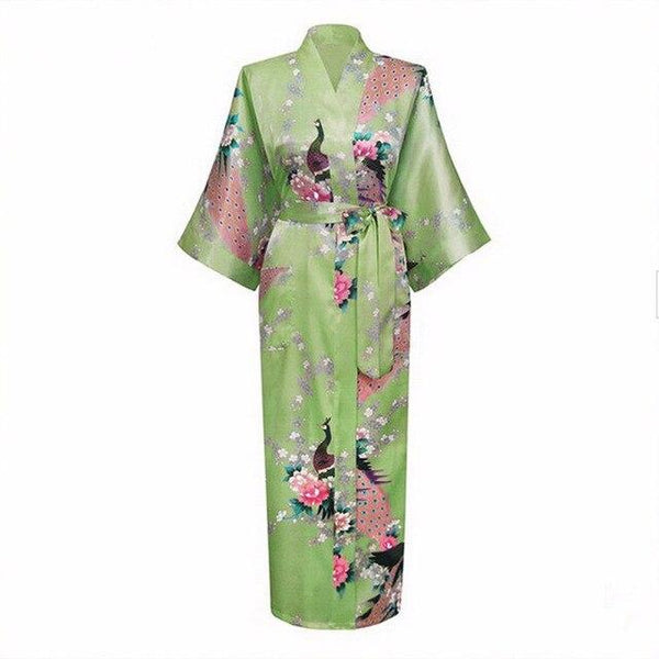Brand New Chinese Women Silk Rayon Nightgown Bride Wedding Robes Printed Sleepwear Sexy Long Kimono Gown S M L XL XXL XXXL A-028