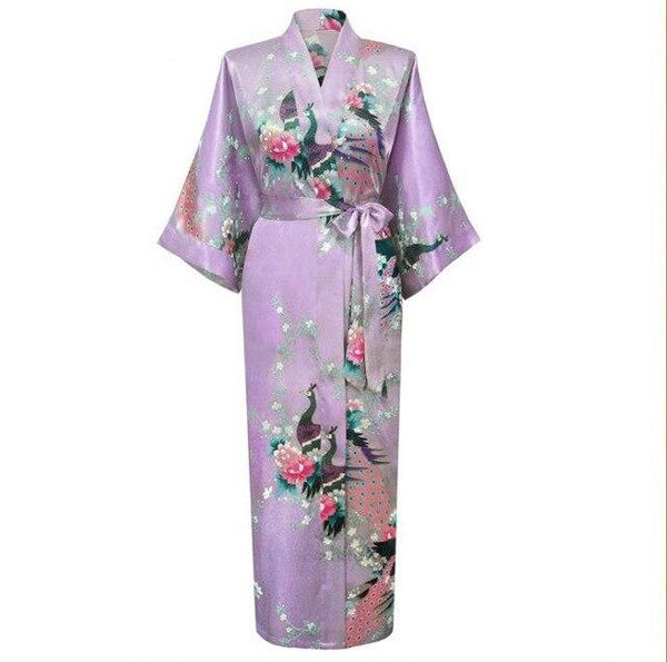 Brand New Chinese Women Silk Rayon Nightgown Bride Wedding Robes Printed Sleepwear Sexy Long Kimono Gown S M L XL XXL XXXL A-028