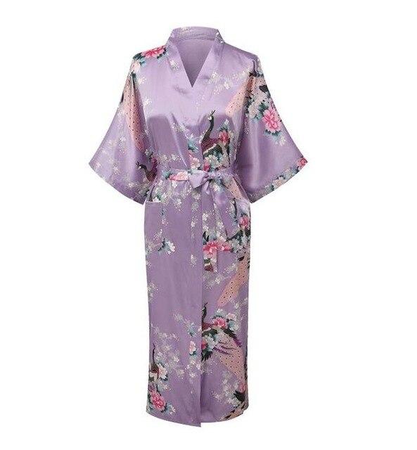 Brand New Chinese Women Silk Rayon Nightgown Bride Wedding Robes Printed Sleepwear Sexy Long Kimono Gown S M L XL XXL XXXL A-028