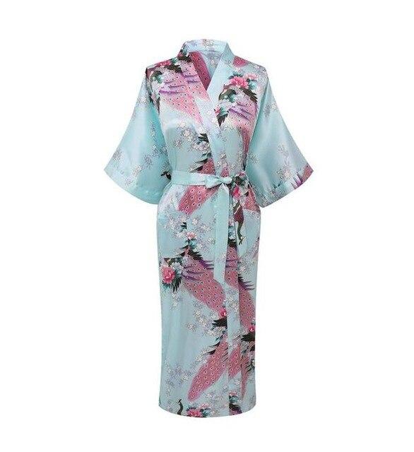 Brand New Chinese Women Silk Rayon Nightgown Bride Wedding Robes Printed Sleepwear Sexy Long Kimono Gown S M L XL XXL XXXL A-028
