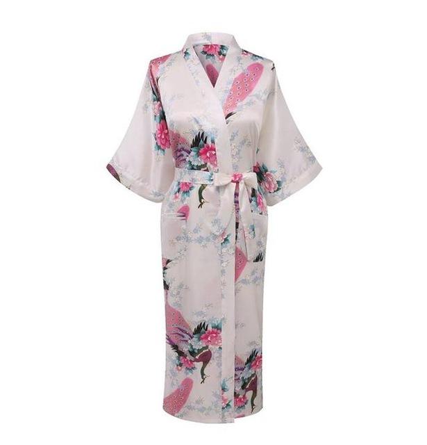 Brand New Chinese Women Silk Rayon Nightgown Bride Wedding Robes Printed Sleepwear Sexy Long Kimono Gown S M L XL XXL XXXL A-028
