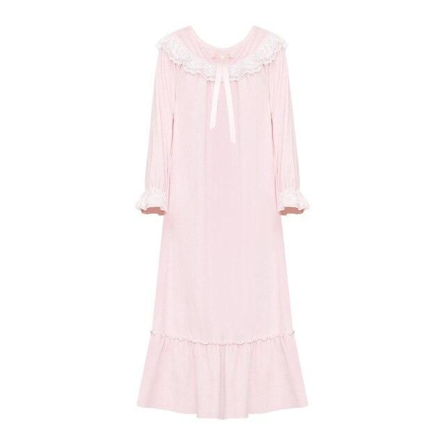 Cute lace patchwork Flannel warm winter sleep dress female long sleeve princess o-neck nightgowns home clothes gx1531