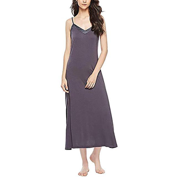 Women's Rayon Nightdress Sexy V Neck Sleeveless Long Nightgown Thin Shoulder Strap Summer Slip Night Dress High Quality