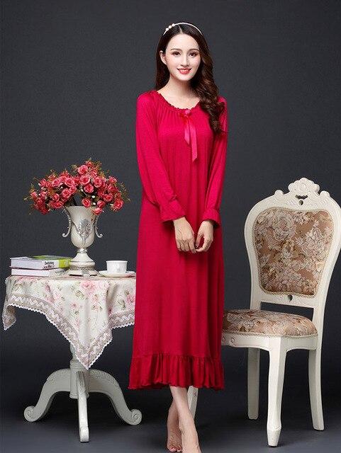 Spring women Modal cotton solid Nightgowns plus size M-2XL pink Sleepwear Pregnant woman autumn Long nightgowns Modal homewear