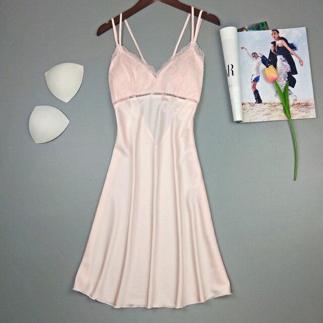 2019 women nightgown sexy night dress nightwear lingerie lace slits nightdress v neck nighty vintage sleepwear with false