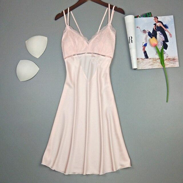 2019 women nightgown sexy night dress nightwear lingerie lace slits nightdress v neck nighty vintage sleepwear with false