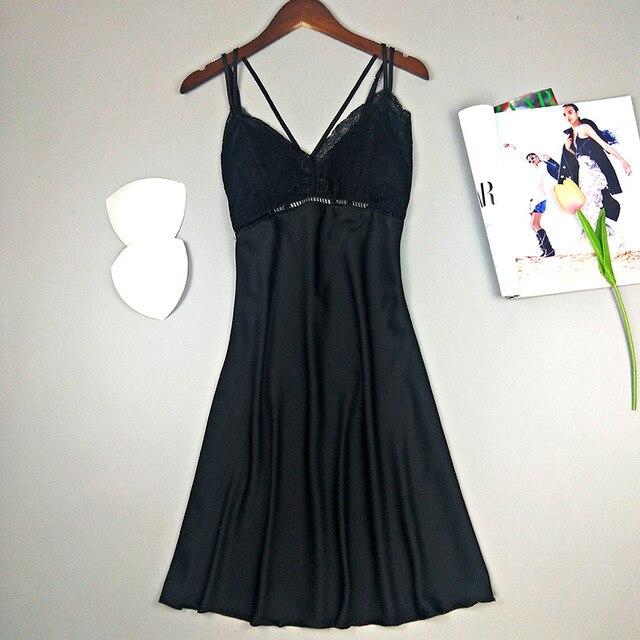 2019 women nightgown sexy night dress nightwear lingerie lace slits nightdress v neck nighty vintage sleepwear with false