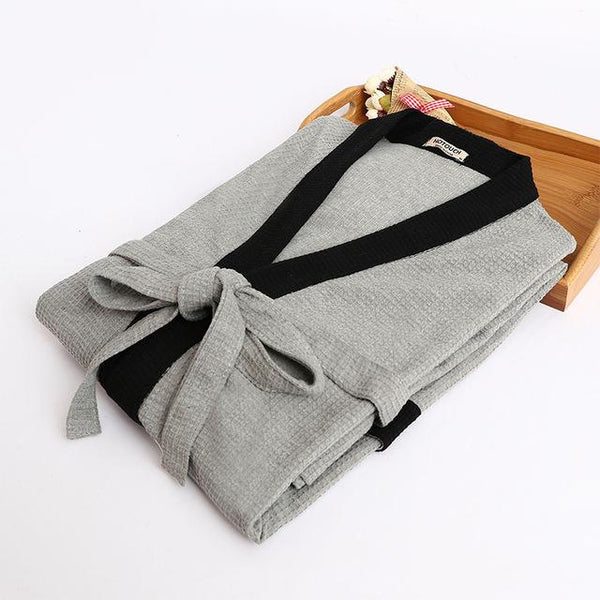 Casual Waffle Knit Cotton Male Robes Bathrobes Long-sleeved Sauna SPA Bathrobes Roupao Lovers Kimono Pajama Robes Man Nightgown