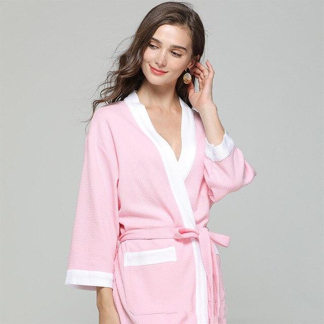Casual Waffle Knit Cotton Male Robes Bathrobes Long-sleeved Sauna SPA Bathrobes Roupao Lovers Kimono Pajama Robes Man Nightgown