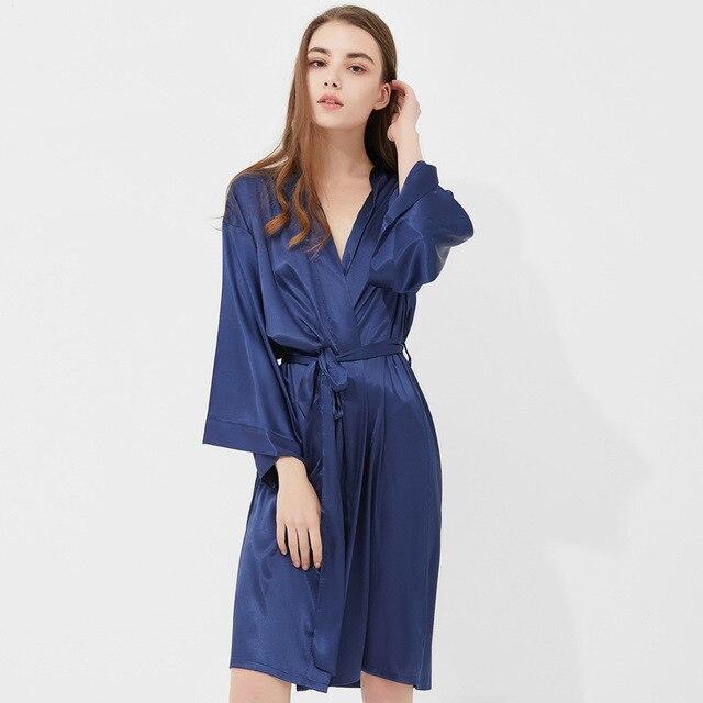 Smmoloa Women Silk Nightgowns Satin Sleepwear Sexy Lingerie Long Sleeve Casual Loose Sleepshirts