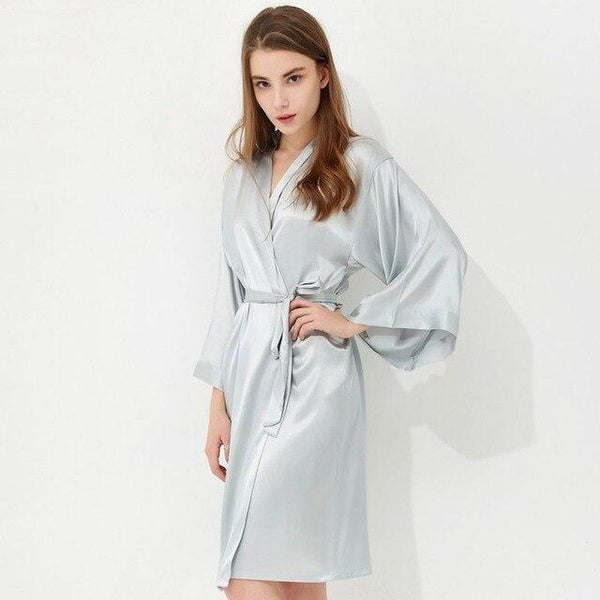 Smmoloa Women Silk Nightgowns Satin Sleepwear Sexy Lingerie Long Sleeve Casual Loose Sleepshirts
