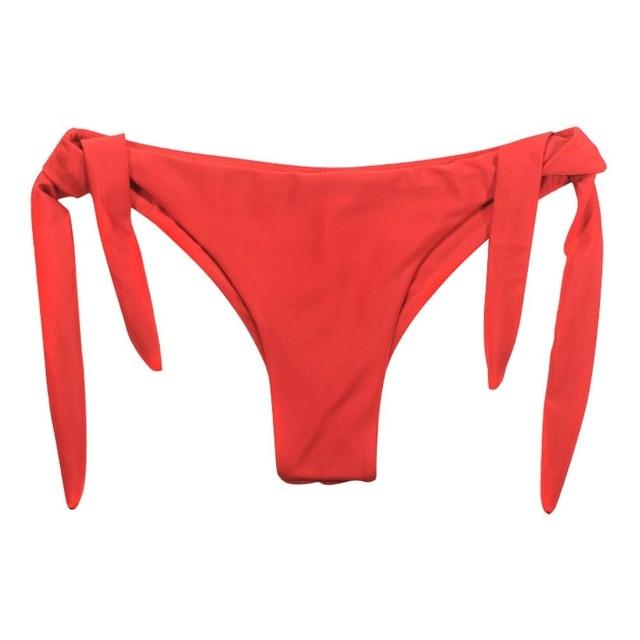 Women Sexy Solid Swim String Bikini Brazilian Cut Swimwear Bottom Adjustable Briefs Thong Swimsuit Panties Underwear