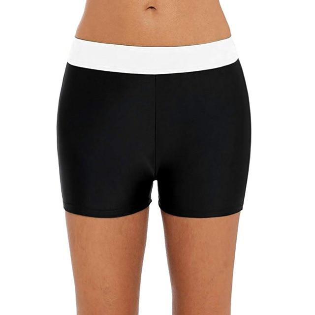 Women Swimsuit Stretch Shorts sexy plus size swimwear High Waist Bikini Bottoms Swim Briefs Black Beach Shorts