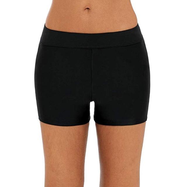 Women Swimsuit Stretch Shorts sexy plus size swimwear High Waist Bikini Bottoms Swim Briefs Black Beach Shorts